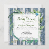 Rustikale Babydusche per Post Wasserfarben, grüne  Einladung (Vorderseite)
