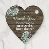 Rustikale Babydusche wacht mir auf und danke Geschenkanhänger (Rückseite)