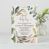 Rustikale Babydusche, waldgrüne Vegetation Einladung (Stehend Vorderseite)