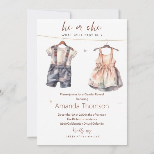 Rustikale Babykleidung Einladung (Vorderseite)