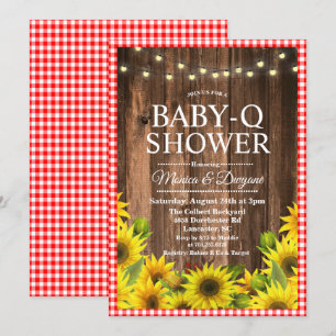Rustikale Babyparty-Q-Grill-Sonnenblumen-Einladung Einladung
