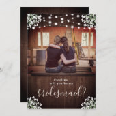 Rustikale Babys Atembeleuchtung ist meine Bridesma Einladung (Vorne/Hinten)