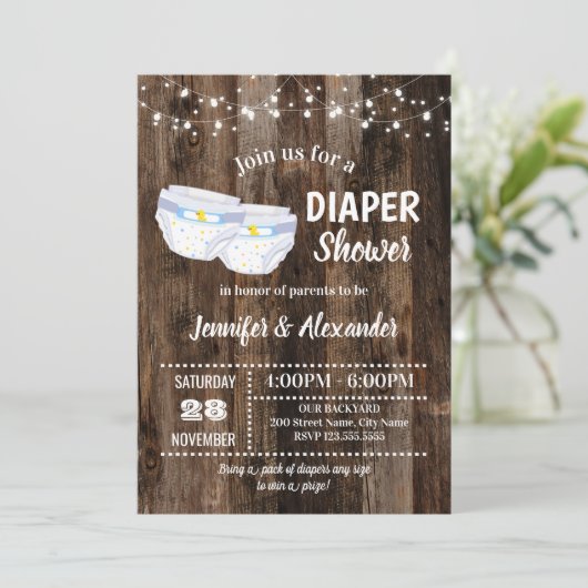 Rustikale Babywaschdusche Einladung (Stehend Vorderseite)