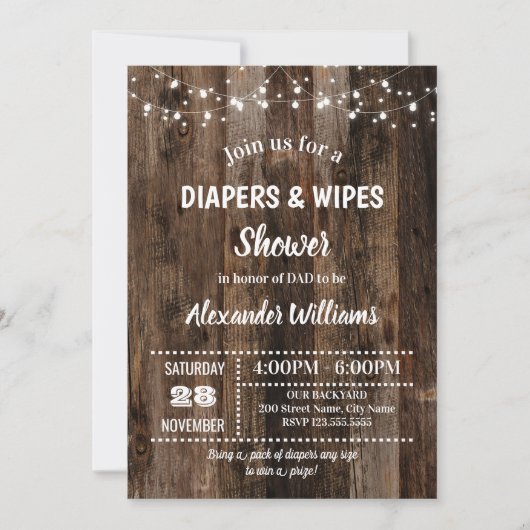 Rustikale Babywinddusche Einladung (Vorderseite)