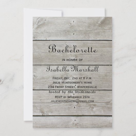 Rustikale Bachelorette Zeit, Champagner zu trinken Einladung (Rückseite)