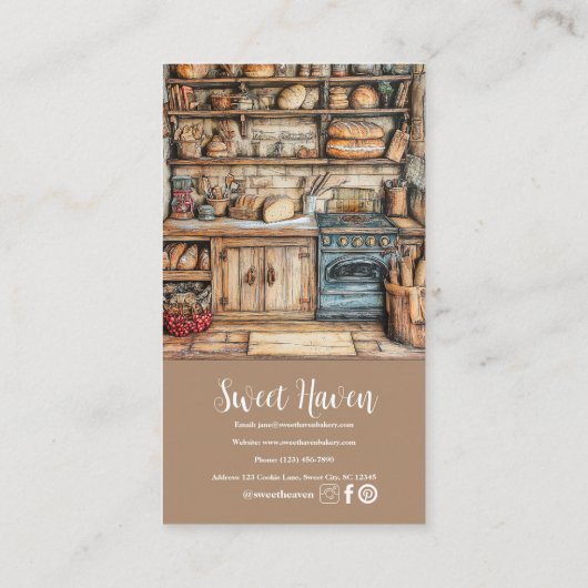 Rustikale Bäckerei Junk Journal Business Card Visitenkarte (Rückseite)