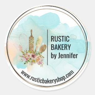 Rustikale Bäckerei Kreis elegantes süßes Logo Küch Runder Aufkleber