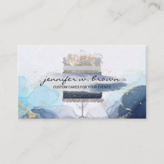 Rustikale Bäckerei Kuchen Elegant Blauer Ton Visitenkarte (Vorderseite)