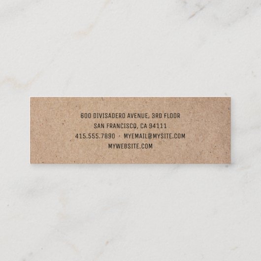 Rustikale Bäckerei Mini Business Card | Kraft Mini Visitenkarte (Rückseite)