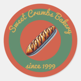 Rustikale Bäckerei Terracotta, grün, Senfgelb Runder Aufkleber