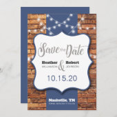 Rustikale Background Blue Akzente Save the Date (Vorne/Hinten)