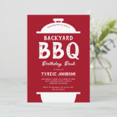 Rustikale Backyard GRILLEN Geburtstagsparty Einladung (Stehend Vorderseite)