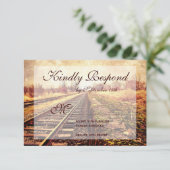 Rustikale Bahnstrecken Hochzeitskarten RSVP Karte (Stehend Vorderseite)