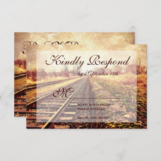 Rustikale Bahnstrecken Hochzeitskarten RSVP Karte (Vorne/Hinten)