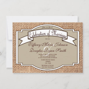 Rustikale Banner Burlap Print Hochzeit Einladungen