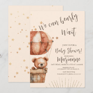 Rustikale Bär-Babyparty mit Glittersternen Einladung