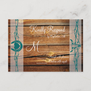 Rustikale Barbed Wire Horseshoe Wedding RSVP Cards