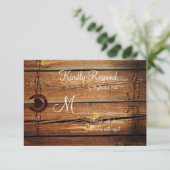 Rustikale Barbed Wire Horseshoe Wedding RSVP Cards (Stehend Vorderseite)