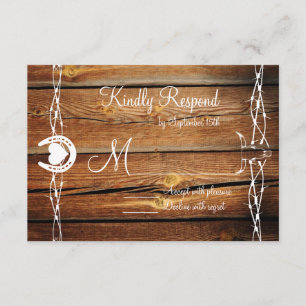 Rustikale Barbed Wire Horseshoe Wedding RSVP Cards