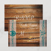 Rustikale Barbed Wire Horseshoe Wedding RSVP Cards Karte (Vorne/Hinten)