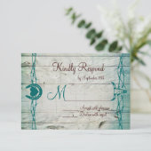 Rustikale Barbed Wire Horseshoe Wedding RSVP Cards Karte (Stehend Vorderseite)