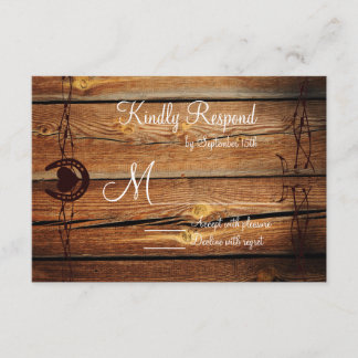 Rustikale Barbed Wire Horseshoe Wedding RSVP Cards Karte
