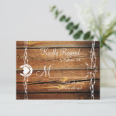 Rustikale Barbed Wire Horseshoe Wedding RSVP Cards Karte (Stehend Vorderseite)
