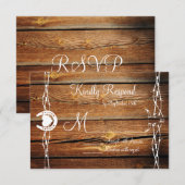 Rustikale Barbed Wire Horseshoe Wedding RSVP Cards Karte (Vorne/Hinten)