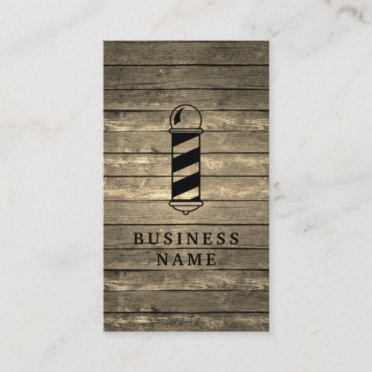Rustikale Barber Shop Holz Business Card Visitenkarte (Vorderseite)