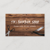 Rustikale Barbershop-Schere und Razor Visitenkarte (Vorderseite)