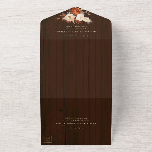 Rustikale Barblume Botanischer Fall Boho Hochzeit All In One Einladung (Außenbereich)