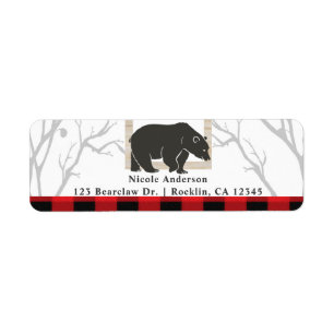 Rustikale Bären & Karierte Holzhütten Einladung