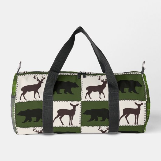 Rustikale Bären- und Hirschplätze, dunkelgrüne und Duffle Bag (Rückseite)