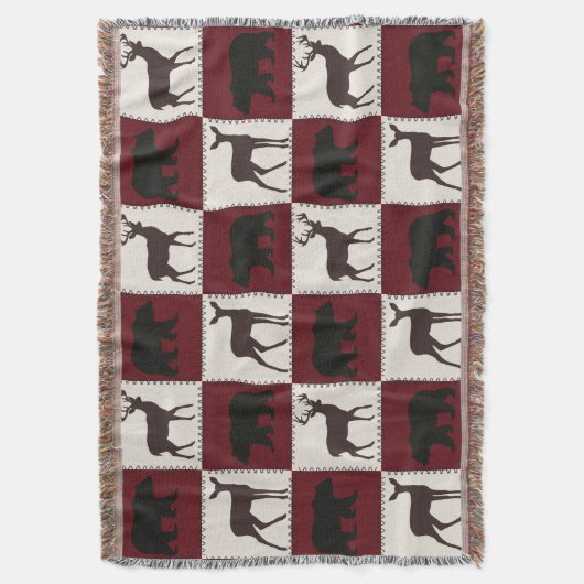 Rustikale Bären- und Hirschplätze, dunkelrote und  Decke (Vorderseite Vertikal)