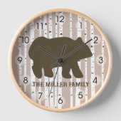 Rustikale Bärenbaumhütte Uhr (Vorderseite)