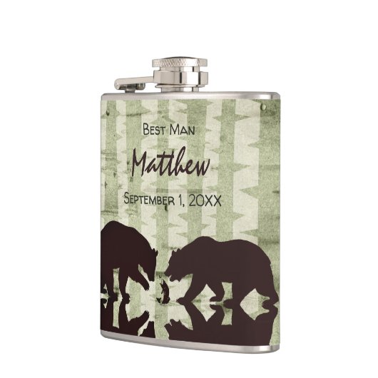 Rustikale Bäreneier Brautparty Hochzeit Flachmann (Links)