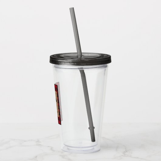 Rustikale Bärenfamilie Rotes Buffalo Kariert Burla Acryltrinkbecher (Links)