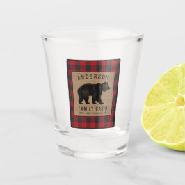 Rustikale Bärenfamilie Rotes Buffalo Kariert Burla Schnapsglas