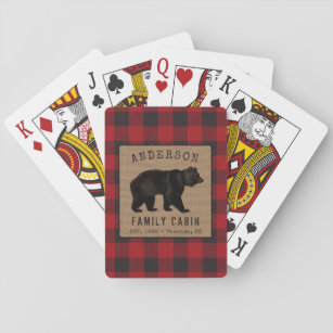 Rustikale Bärenfamilie Rotes Buffalo Kariert Burla Spielkarten