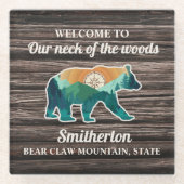 Rustikale Bärengebirge - Familienname Willkommen Glasuntersetzer (Vorderseite)