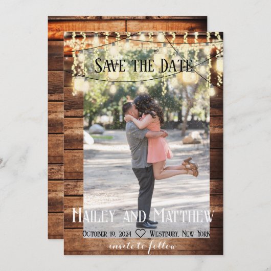 Rustikale Barensehen speichern das Datum für das b Save The Date (Vorne/Hinten)