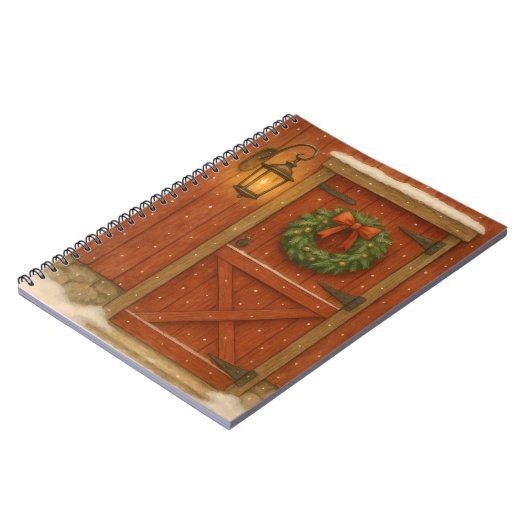 Rustikale Barenttür Weihnachtskarte Notizblock (Linke Seite)