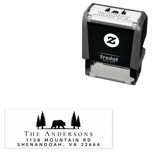 Rustikale Bärenwälder-Rücksendeadresse Permastempel (Beispiel)