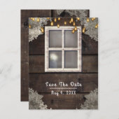 Rustikale Barfensterleuchten Save the Date Ankündigungspostkarte (Vorne/Hinten)