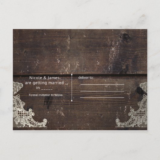 Rustikale Barfensterleuchten Save the Date Ankündigungspostkarte (Rückseite)