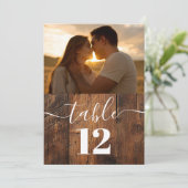 Rustikale Barholz Boho Foto Tischnummer (Stehend Vorderseite)