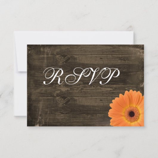Rustikale Barholz-Orange Daisy Wedding RSVP-Karten RSVP Karte (Rückseite)