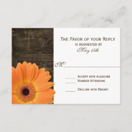 Rustikale Barholz-Orange Daisy Wedding RSVP-Karten RSVP Karte