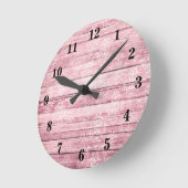 Rustikale Barn Boards Shabby Pink Not leidendes Ho Runde Wanduhr (Winkel)