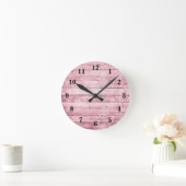 Rustikale Barn Boards Shabby Pink Not leidendes Ho Runde Wanduhr (Zuhause)